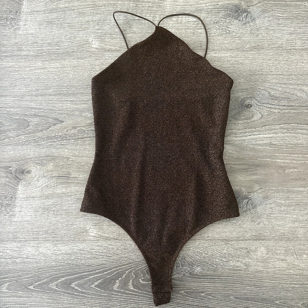 H&M Brown Glitter, Sparkle Bodysuit